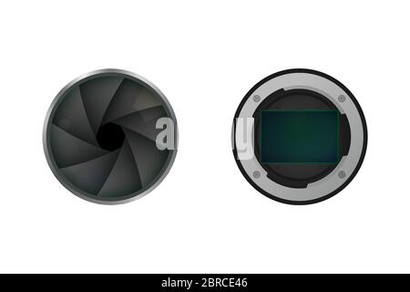Image sensor and shutter. Vector illustration. Camera equipment. Stock Vector