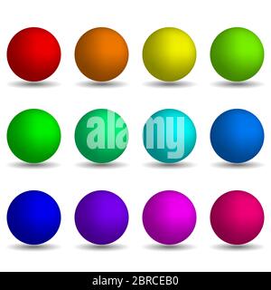Set of colorful realistic spheres isolated on white background. Vector design elements. Stock Vector