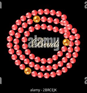 Coral pearl necklace. Vector illustration. Stock Vector