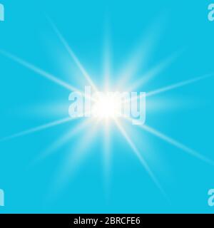 Sunlight translucent special design light effect on a blue background. Vector illustration. Stock Vector