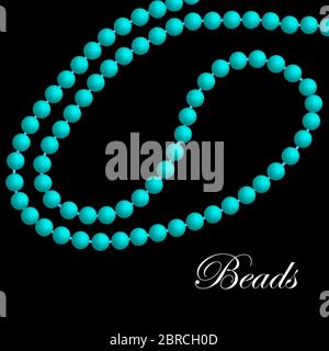 Turquoise necklace of pearls. vector illustration. Stock Vector