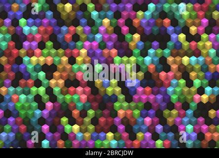 colored 3d illusion cubes template Stock Photo