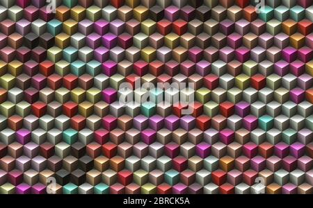 colored 3d illusion cubes template Stock Photo