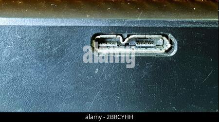 Hard disk connector or port which connects with computer or any other devise Stock Photo