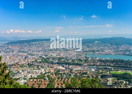 View from the Uetliberg to the city of Zurich and Lake Zurich, Top of Zurich, Canton Zurich, Switzerland Stock Photo