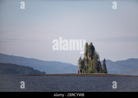 New Eddystone Rock is a famous landmark in Misty Fjords National Monument, Ketchikan, southeast Alaska, USA. Stock Photo