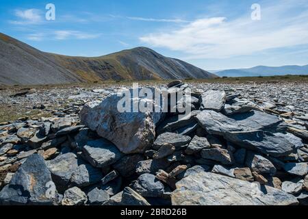 Ullock Pike Ridge across Carl Side to Skiddaw Summit Stock Photo