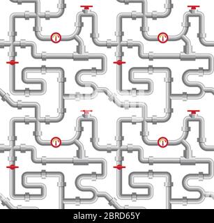 Water supply, pipelines project vector illustration. Plumbing, sanitary engineering, sewage and drainage system Stock Vector