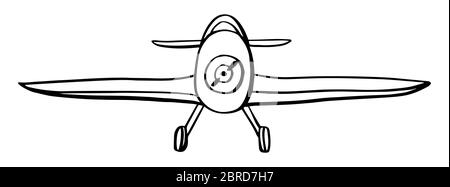 Sign airplane in hand drawn doodle style isolated on white background ...
