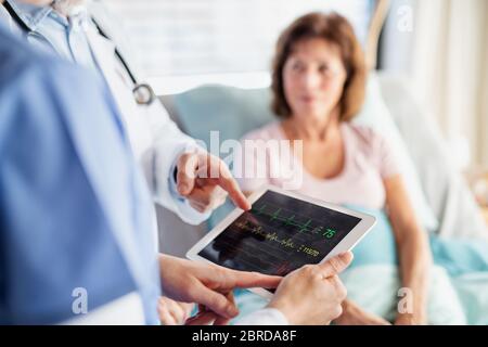 Unrecognizable doctors examining a woman patient in hospital. Stock Photo