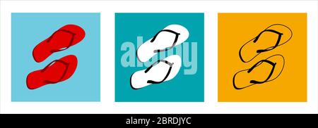 Summer Flip Flops Vector Element Color Variation Stock Vector