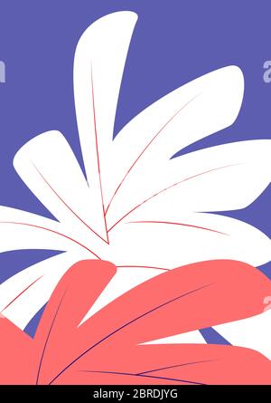 Summer Colorful Tropical Leaves Vertical Vector Background Stock Vector