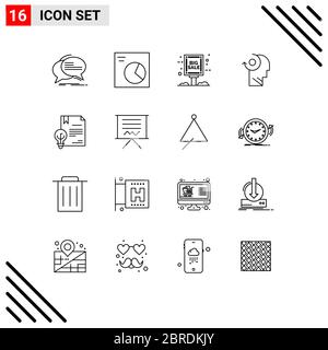 16 Thematic Vector Outlines and Editable Symbols of copyright, head, board, your, clear Editable Vector Design Elements Stock Vector