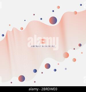 Abstract orange color wave line with blue circles elements on white background with space for your text. Vector illustration Stock Vector