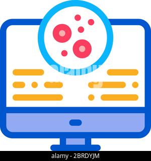 computer study of skin problems icon vector outline illustration Stock Vector