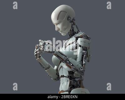 communication of the robot with people Stock Photo