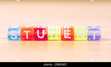 STUDENT word written on color block. STUDENT text on table, concept Stock Photo