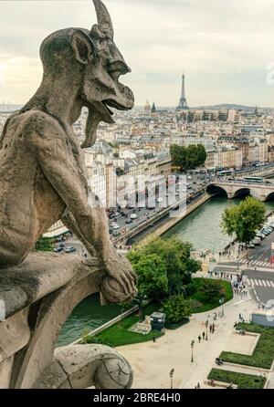 Chimera gargoyle at Notre-Dame in Paris, France Stock Photo - Alamy