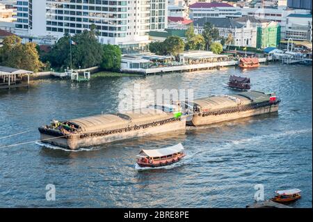 Photographing from the modern shopping mall IconSiam looking across the Chao Phraya River in Bangkok Thailand. Stock Photo