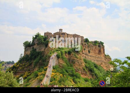 BAGNOREGIO,ITALY 25 APRIL 2020 :village of Bagnoregio isolated village that can not be reached by car only on foot Stock Photo