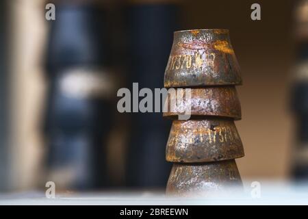 Cone-shaped adapter for welding metal pipes of different diameters during gasification Stock Photo