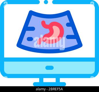 computer diagnostics of stomach icon vector outline illustration Stock Vector