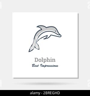 Vector simple company logo example with dolphin as Sea Life Stock Vector