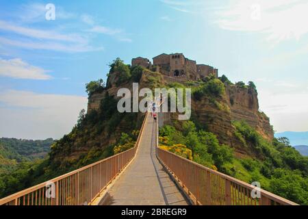 BAGNOREGIO,ITALY 25 APRIL 2020 :village of Bagnoregio isolated village that can not be reached by car only on foot Stock Photo