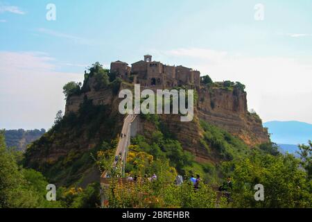 BAGNOREGIO,ITALY 25 APRIL 2020 :village of Bagnoregio isolated village that can not be reached by car only on foot Stock Photo