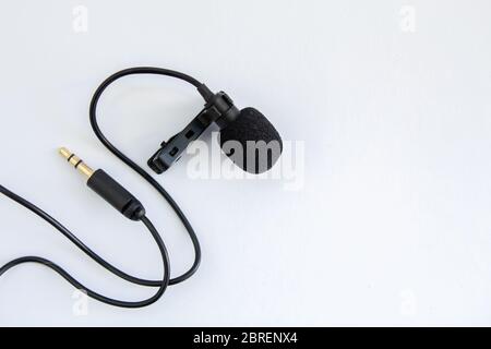 lapel microphone on white background Stock Photo