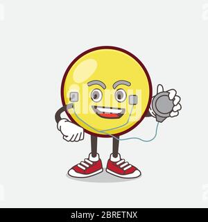 An illustration of Yellow Ball Emoticon cartoon mascot character as a Doctor working with stethoscope Stock Vector