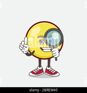 An illustration of Yellow Ball Emoticon cartoon mascot character as Detective design Stock Vector