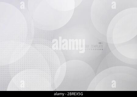 Abstract gradient white and gray geometric technology pattern with halftone decoration background. Use for ad, poster, artwork, template design, print Stock Vector