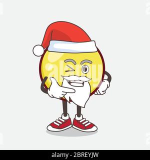 An illustration of Yellow Ball Emoticon cartoon santa mascot character with smiling face Stock Vector