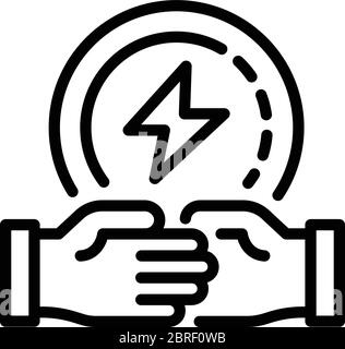 Eco energy handshake icon, outline style Stock Vector