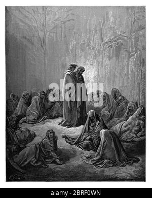 Dante's purgatory, part of his Divine Comedy. Illustration by Gustave ...