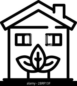 Eco house icon, outline style Stock Vector
