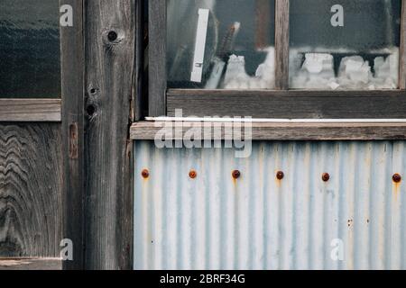 Japanese old house exterior. Wooden architecture wall texture background Stock Photo