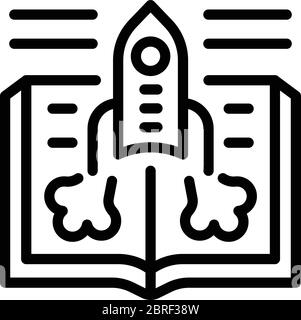 Foreign language rocket study icon, outline style Stock Vector