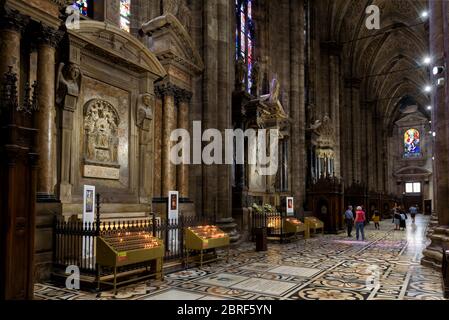 Milan, Italy - May 16, 2017: Interior of the Milan Cathedral (Duomo di Milano). Milan Duomo is the largest church in Italy and the fifth largest in th Stock Photo