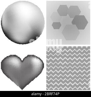 Halftone Pattern. Set of Dots. Dotted Texture on White Background. Overlay Grunge Template. Distress Linear Design. Stock Vector