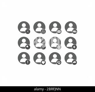 Social media flat icon set. Vector set of user icons Stock Vector