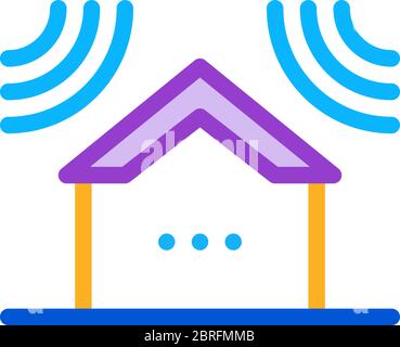 sound acting on residential building icon vector outline illustration Stock Vector