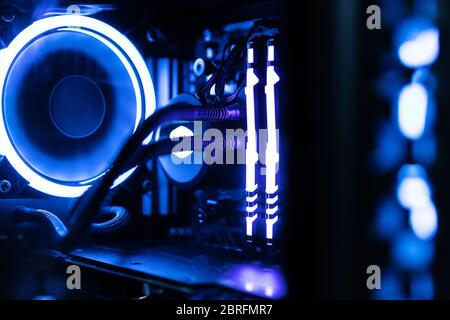 desktop computer case with rgb led lighting Stock Photo