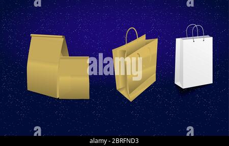 mock up illustration of food packaging and carrying material on abstract background Stock Vector