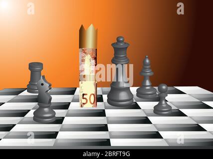 Chess pieces vector in 3D optics black and white Stock Vector