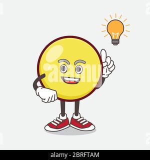 An illustration of Yellow Emoticon cartoon mascot character get an idea Stock Vector