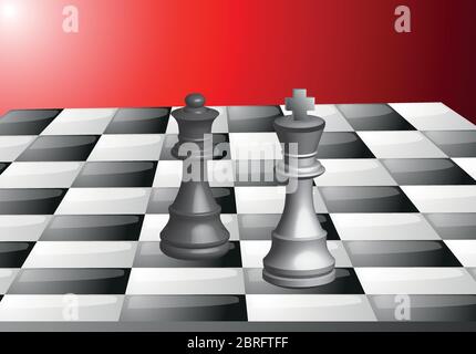 Chess pieces vector in 3D optics black and white Stock Vector