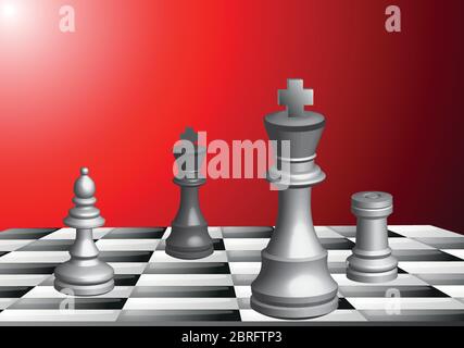 Chess pieces vector in 3D optics black and white Stock Vector