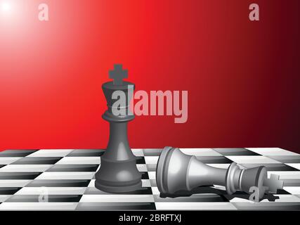 Chess pieces vector in 3D optics black and white Stock Vector